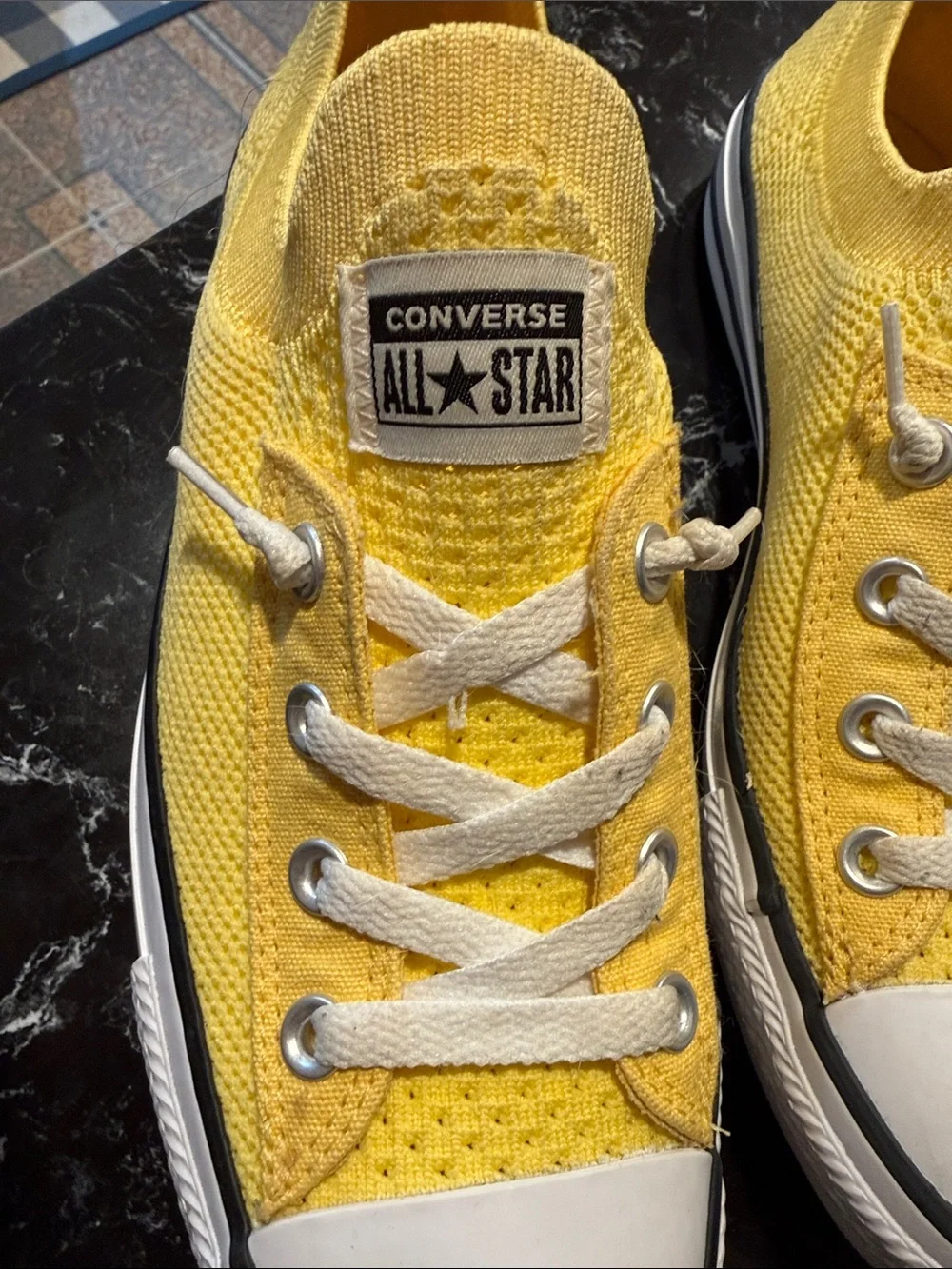 Converse Yellow Knit Low Top Sneakers with White Accents - Picture 5 of 7